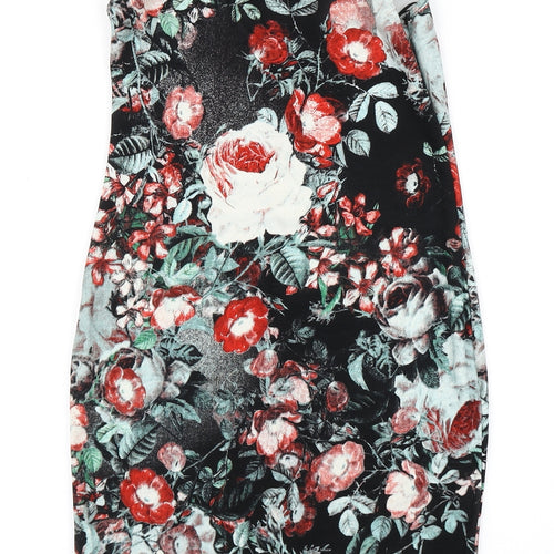 Glamorous Womens Black Floral  Bodycon  Size 8