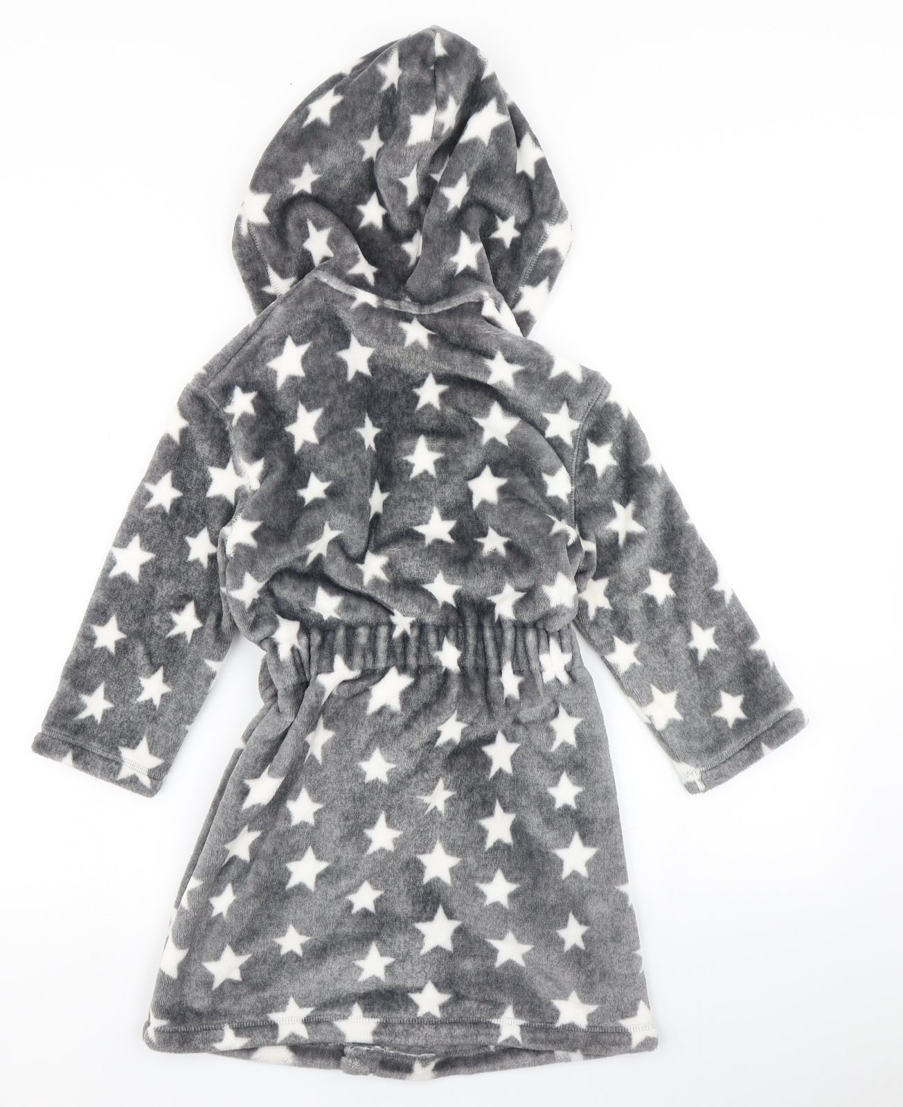 M&S Boys Grey Solid Fleece  Robe Size 5-6 Years