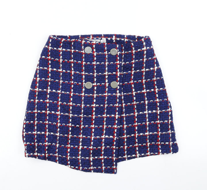 MNG Suit Womens Blue Check Knit A-Line Skirt Size S