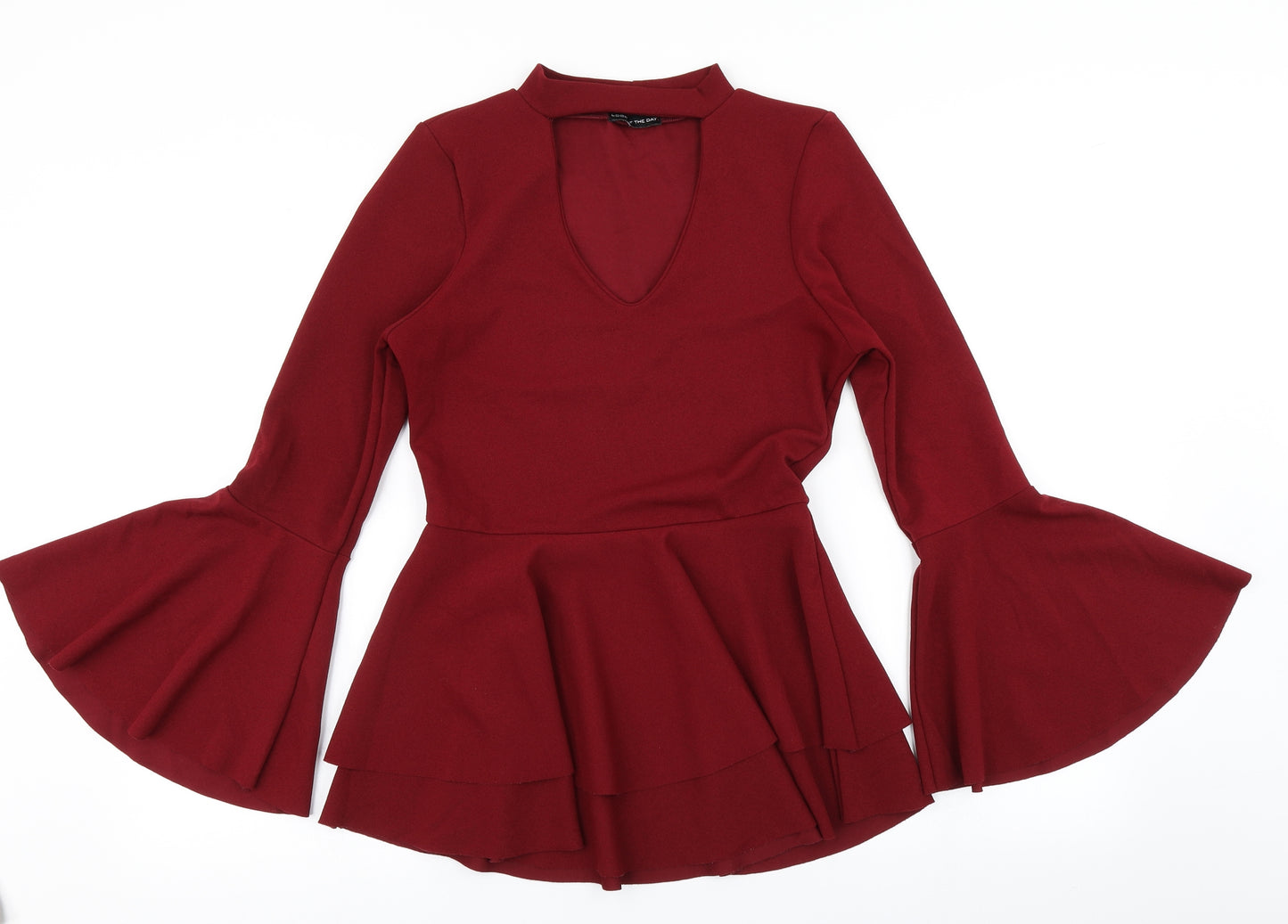 Look of the Day Womens Red   Basic Blouse Size 10  - Bell sleeve