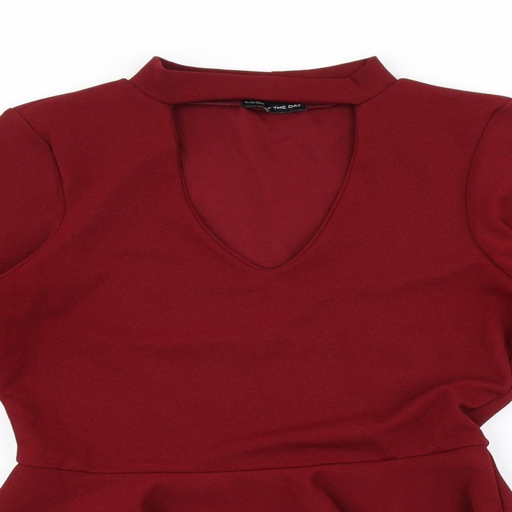 Look of the Day Womens Red   Basic Blouse Size 10  - Bell sleeve