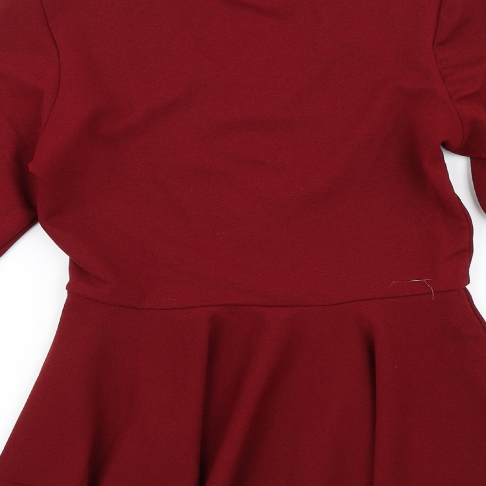 Look of the Day Womens Red   Basic Blouse Size 10  - Bell sleeve