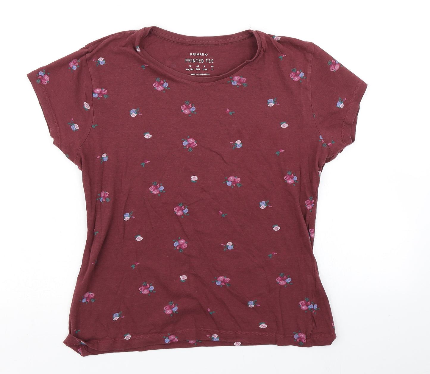 Primark Womens Purple Floral  Basic T-Shirt Size 12