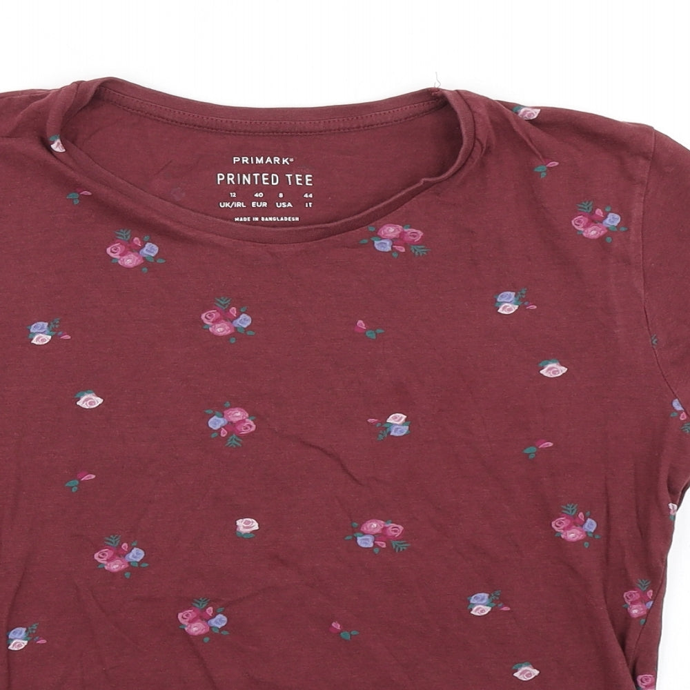 Primark Womens Purple Floral  Basic T-Shirt Size 12