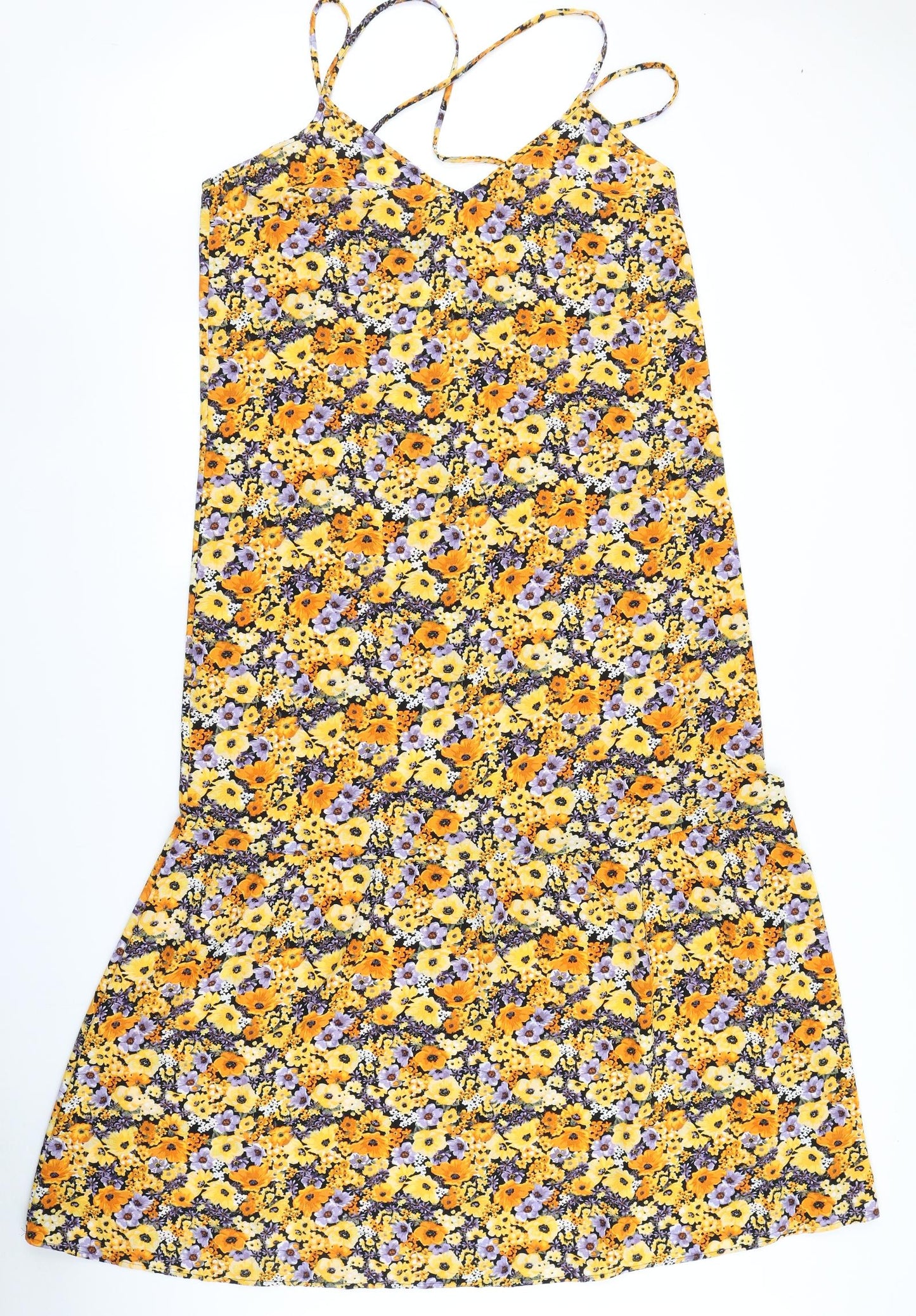 Divided Womens Orange Floral  A-Line  Size 16