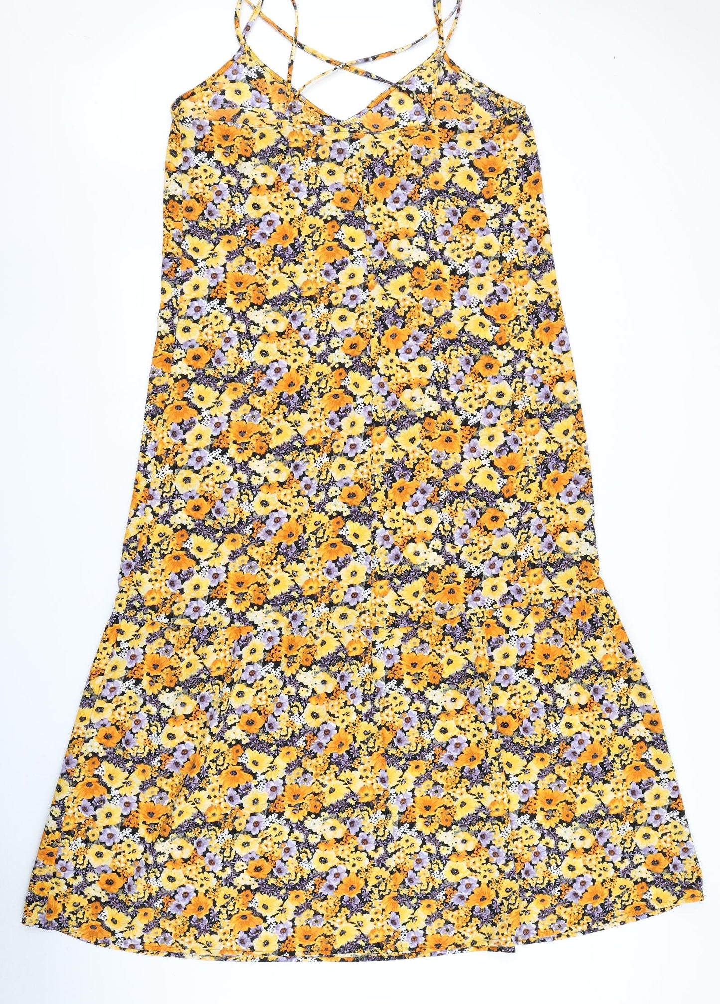 Divided Womens Orange Floral  A-Line  Size 16