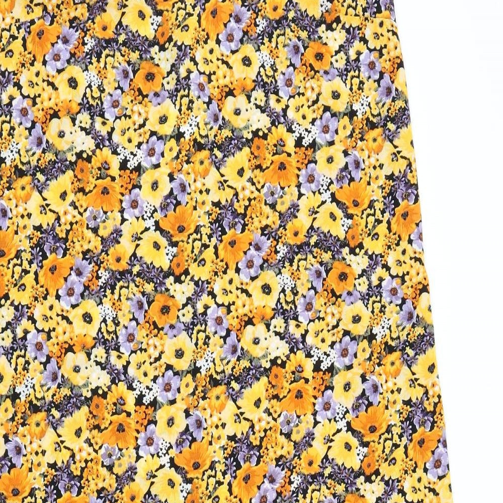 Divided Womens Orange Floral  A-Line  Size 16