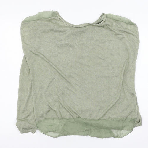 AmbrA Womens Green  Jersey Basic T-Shirt Size L