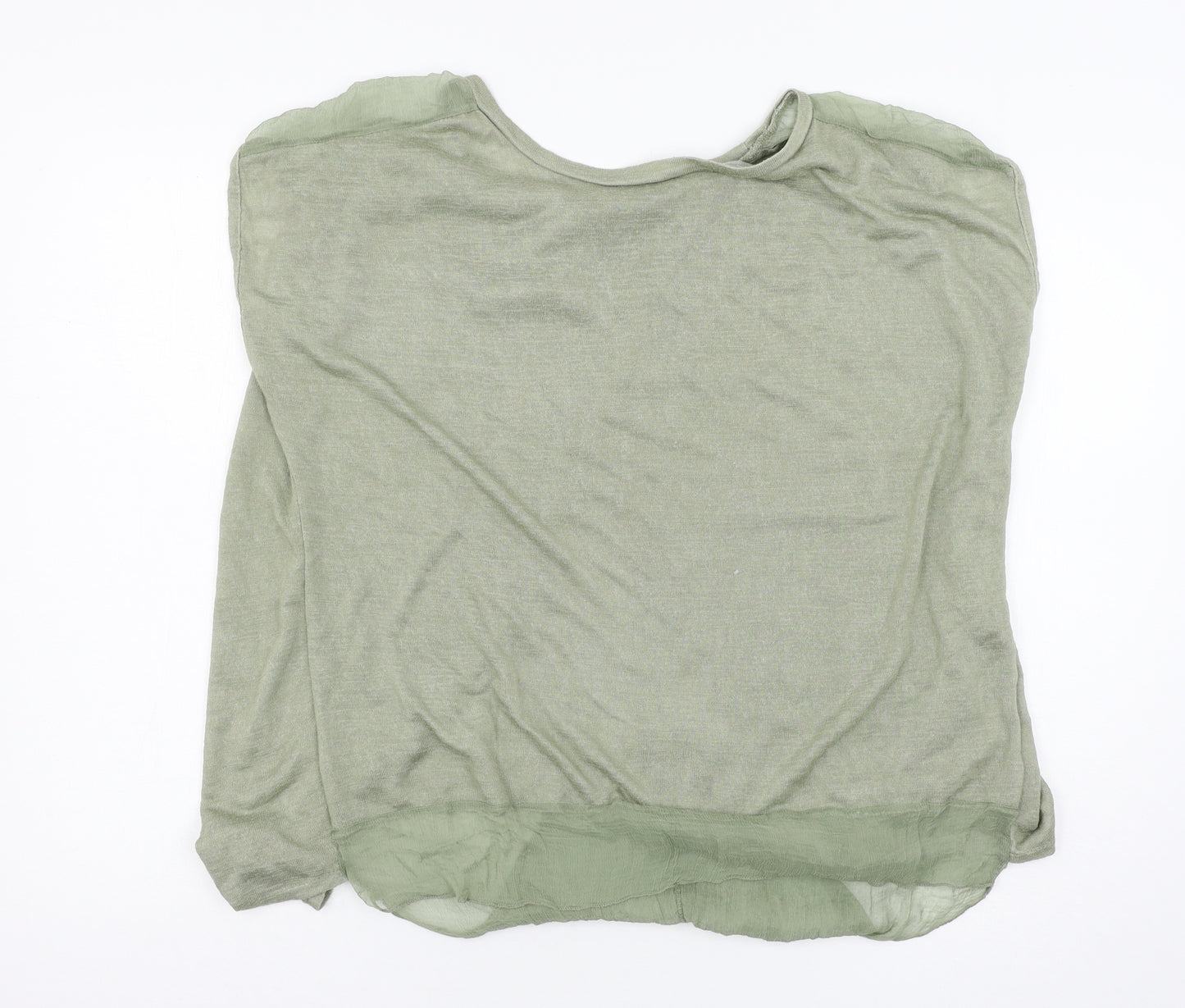 AmbrA Womens Green  Jersey Basic T-Shirt Size L