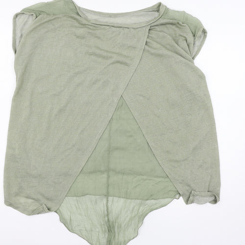 AmbrA Womens Green  Jersey Basic T-Shirt Size L