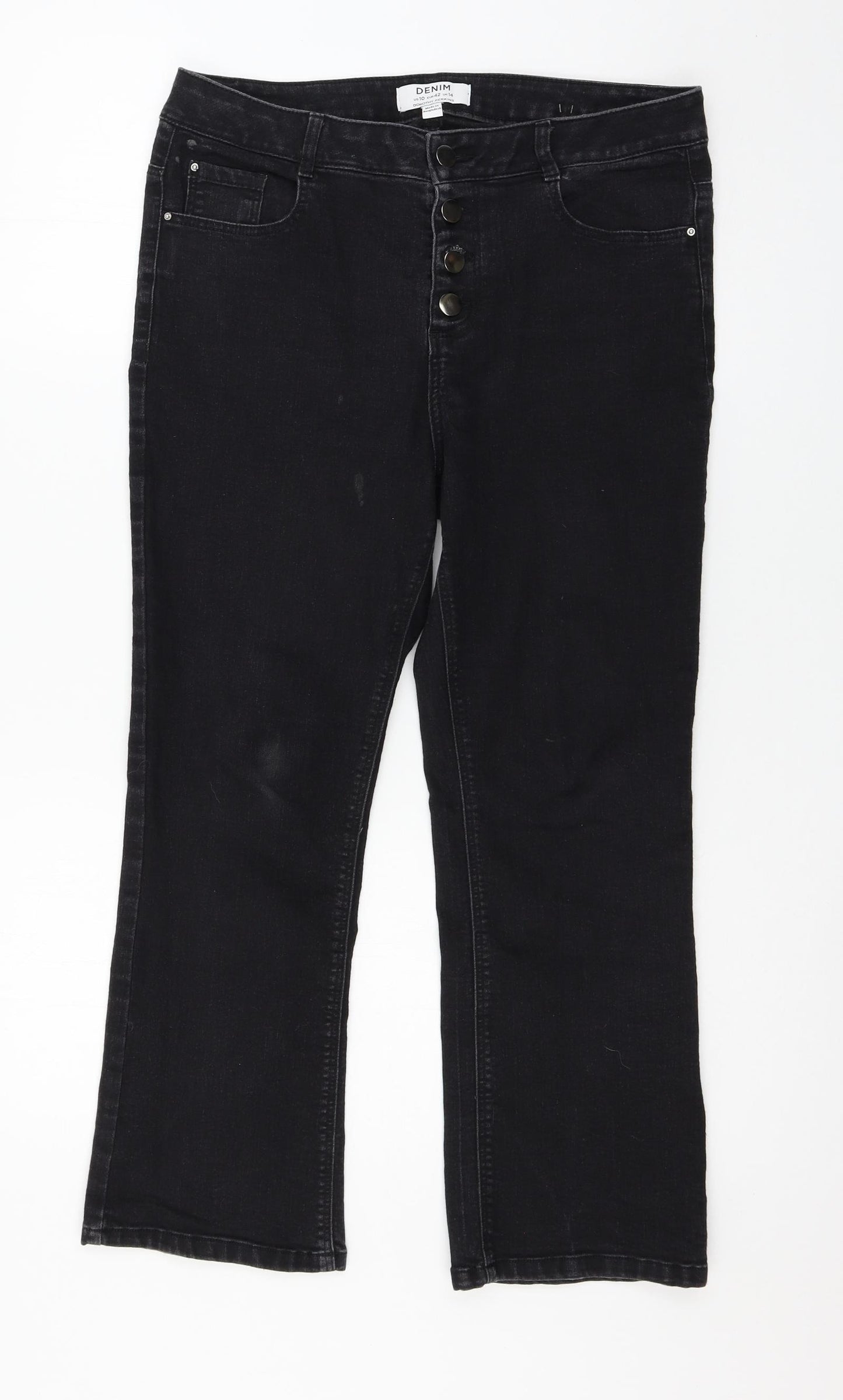 Dorothy Perkins Womens Black  Denim Straight Jeans Size 14 L24 in