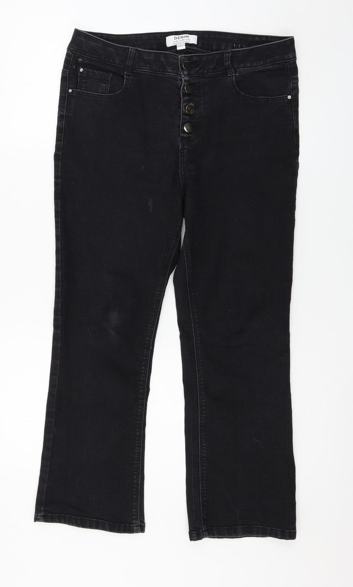 Dorothy Perkins Womens Black Denim Straight Jeans Size 14 L24 in