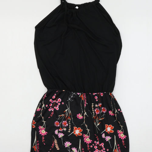 Preworn Womens Black Floral Jersey Mini  Size S