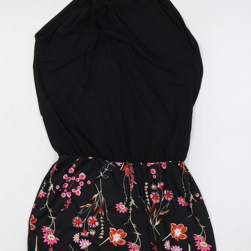 Preworn Womens Black Floral Jersey Mini  Size S