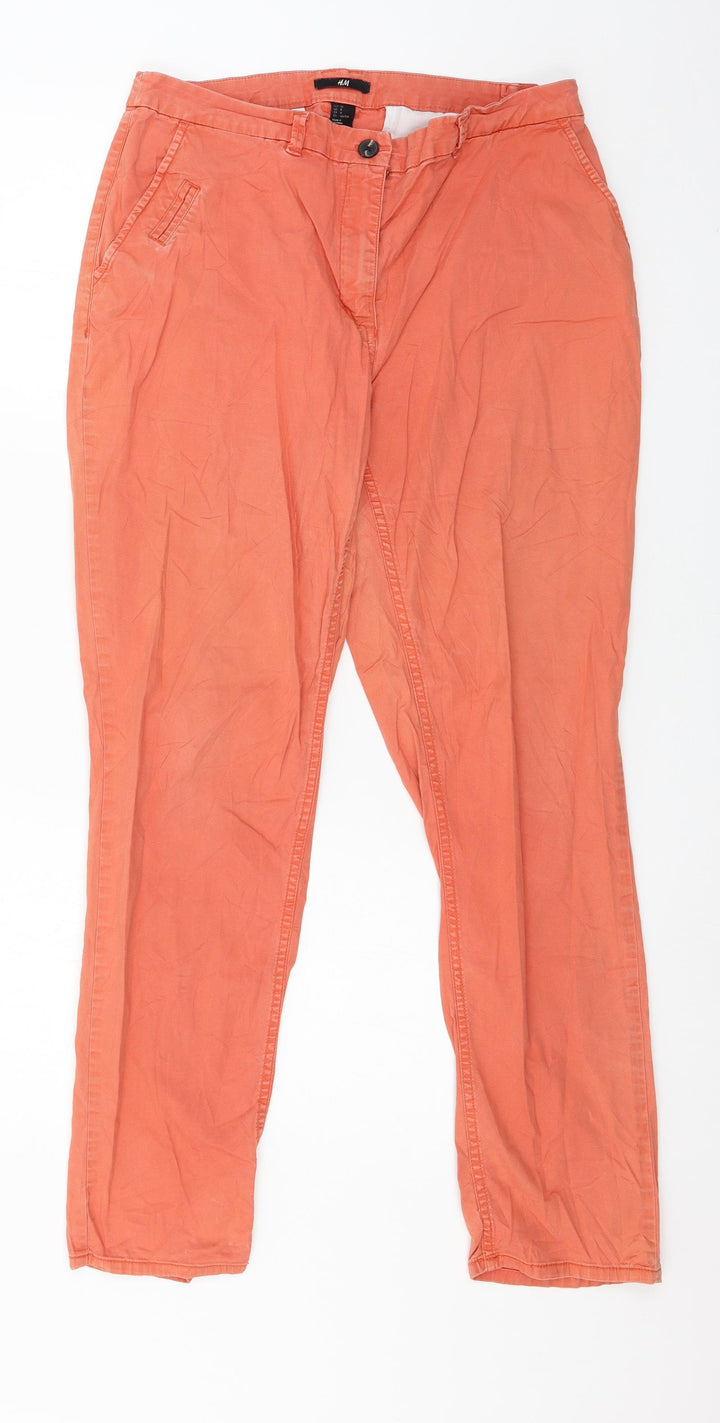 H&M Womens Orange Denim Trousers Size 10 L28 in