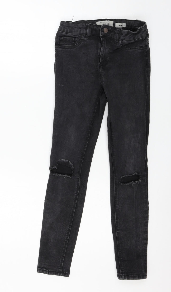 New Look Womens Grey Denim Skinny Jeans Size 8 L25 in