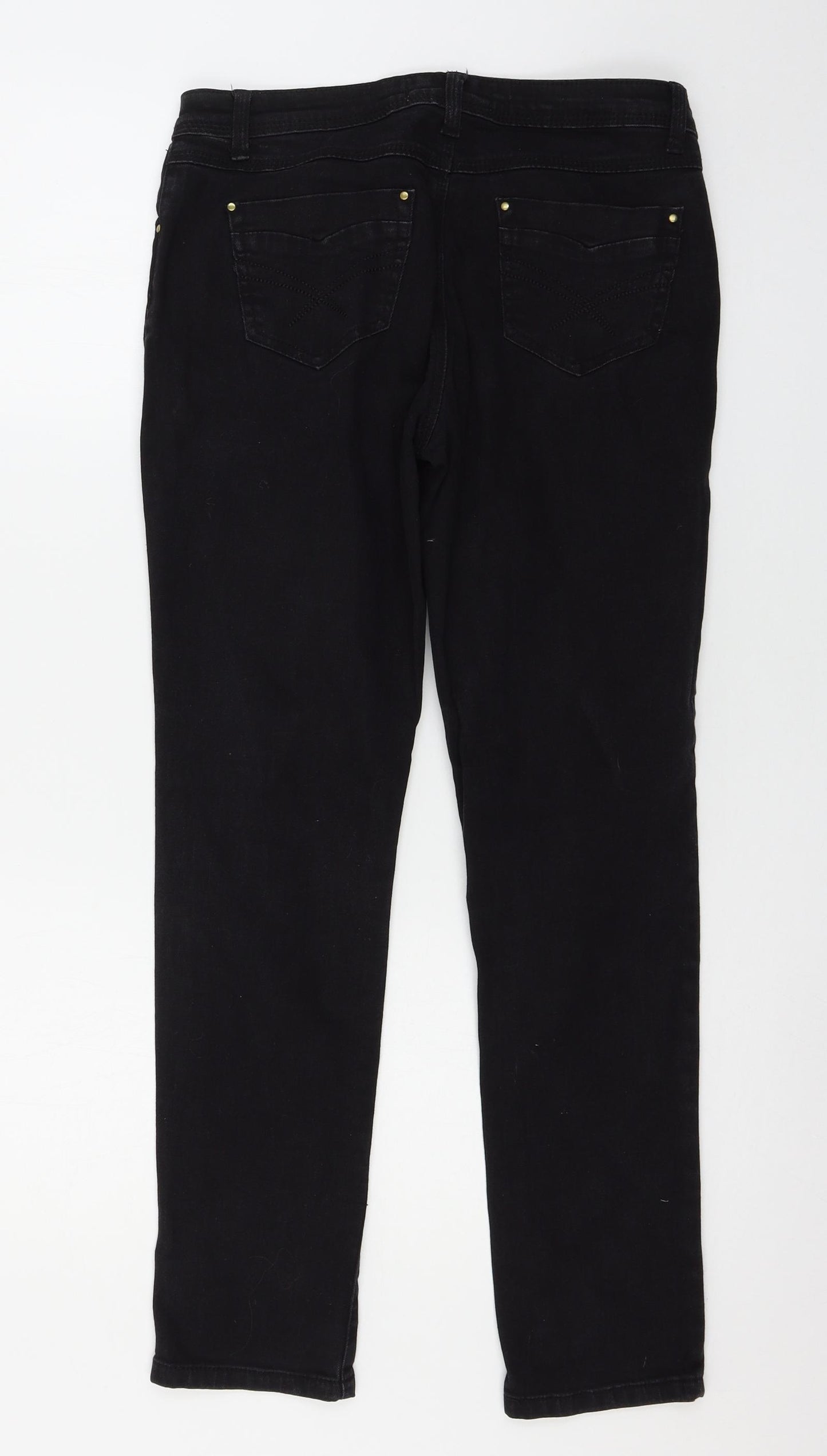 24/7 Authentic Denim Womens Black  Denim Skinny Jeans Size 12 L29 in