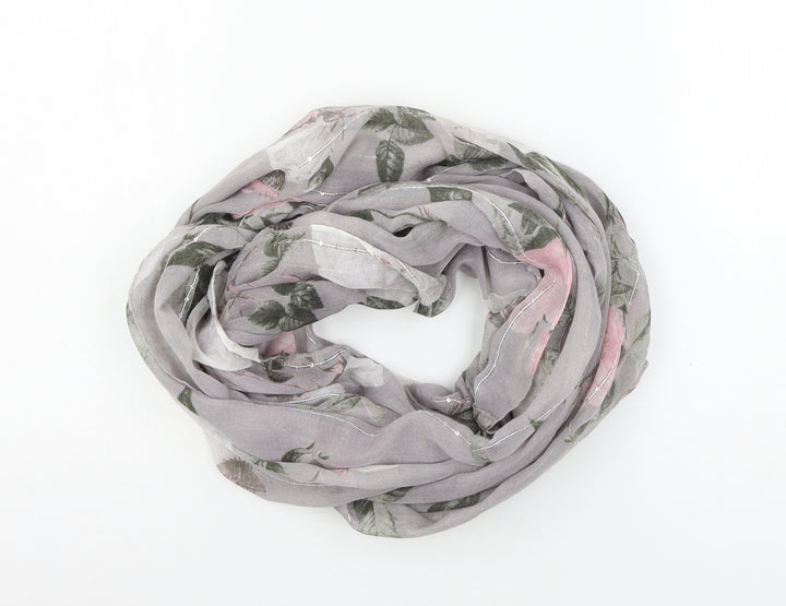 Preworn Womens Grey Floral Scarf