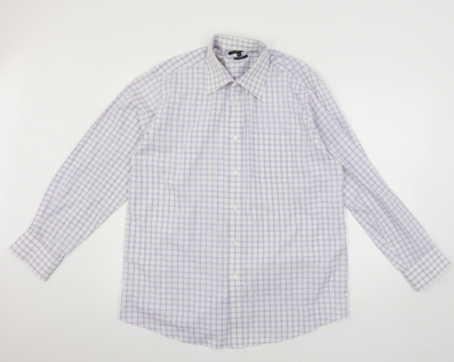 George Mens White Check   Button-Up Size 16.5