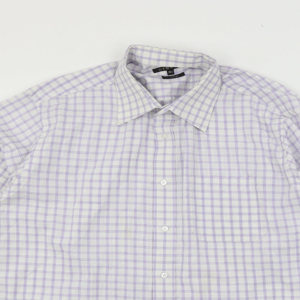 George Mens White Check   Button-Up Size 16.5