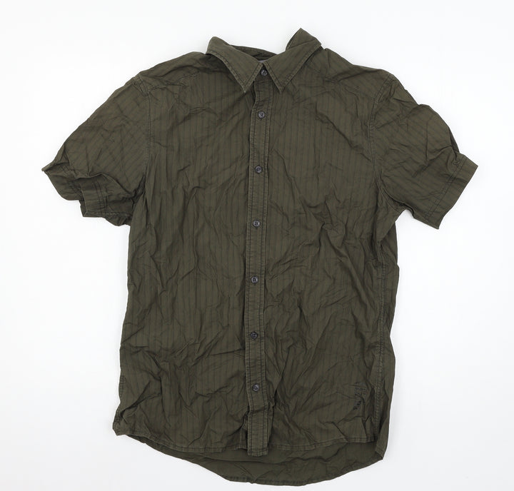 Esprit Mens Green Striped Button-Up Size L