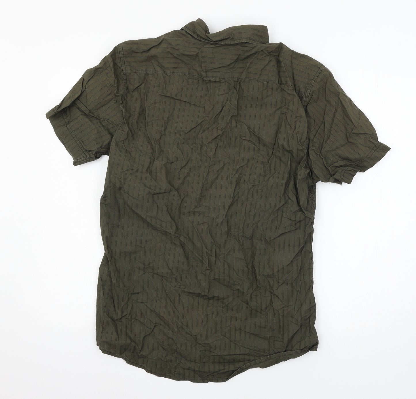 Esprit Mens Green Striped   Button-Up Size L
