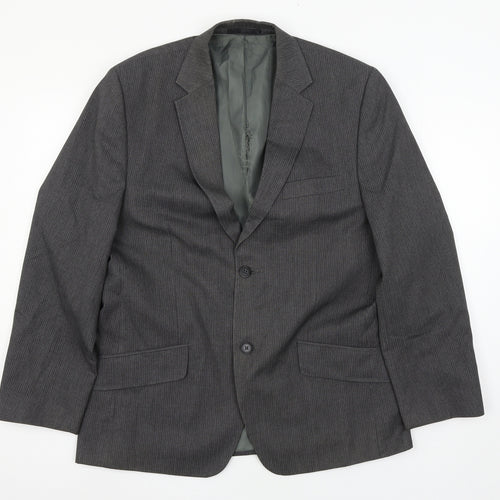 George Mens Grey Striped  Jacket Suit Jacket Size L