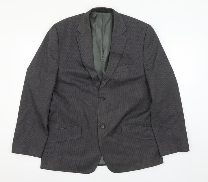 George Mens Grey Striped Jacket Suit Jacket Size L