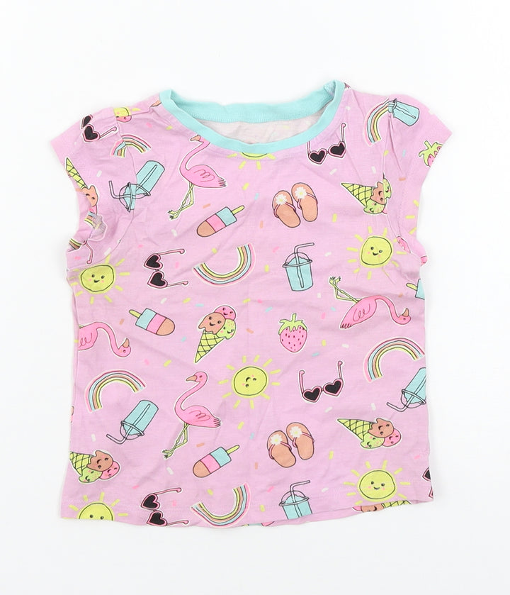 George Girls Pink Geometric Jersey Basic T-Shirt Size 18-24 Months  - Ice Cream