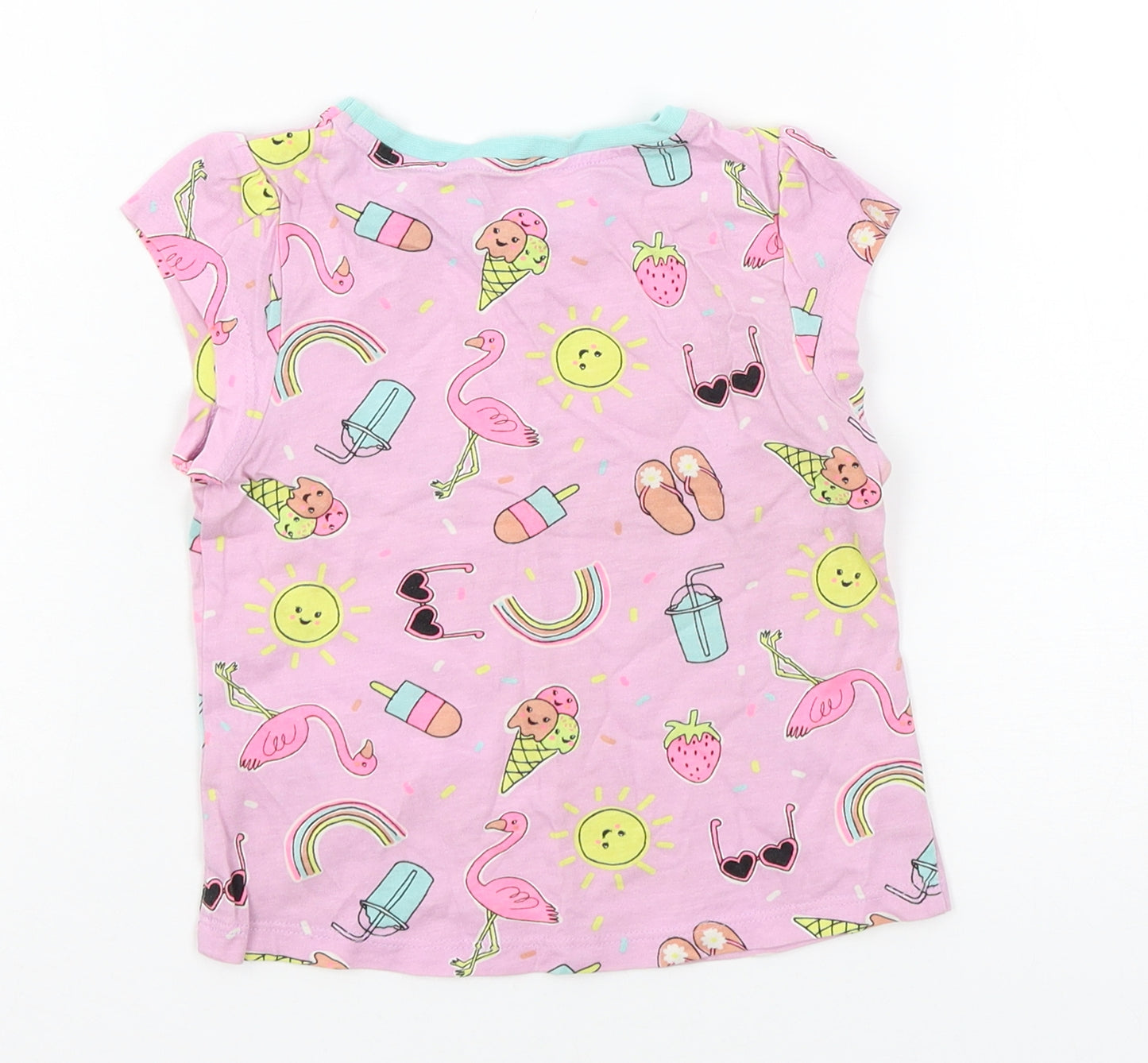 George Girls Pink Geometric Jersey Basic T-Shirt Size 18-24 Months  - Ice Cream