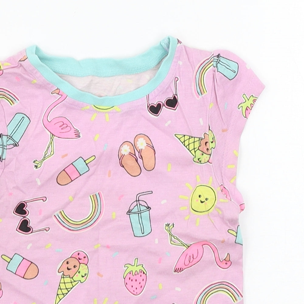 George Girls Pink Geometric Jersey Basic T-Shirt Size 18-24 Months  - Ice Cream