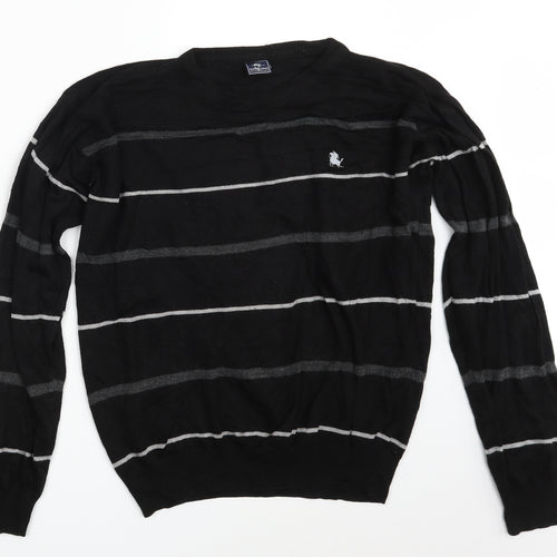 Apollon & Cakarli Mens Black Striped  Pullover Sweatshirt One Size