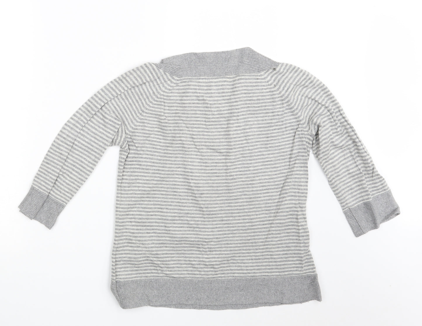M&S Womens Grey Striped  Pullover Jumper Size 14