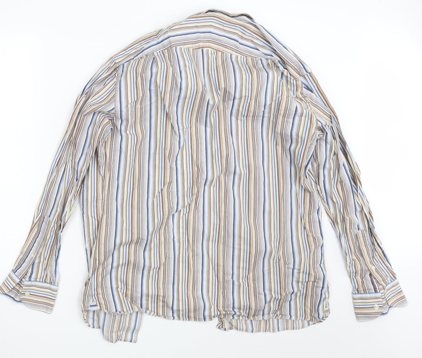 M&S Mens Multicoloured Striped   Button-Up Size L