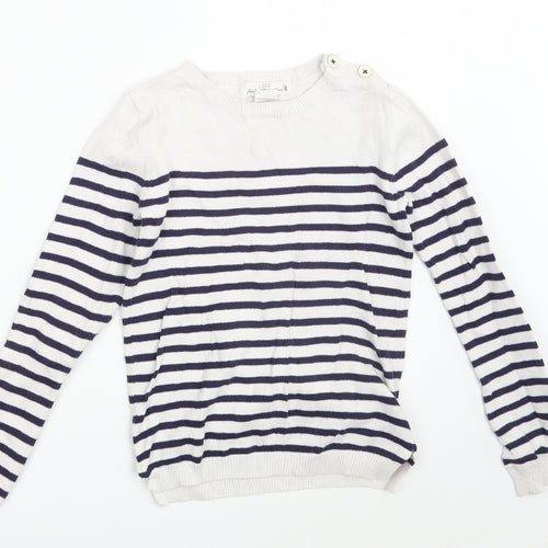 H&M Girls White Striped  Pullover Jumper Size 10-11 Years