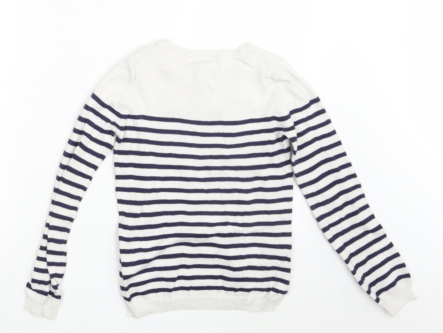 H&M Girls White Striped  Pullover Jumper Size 10-11 Years