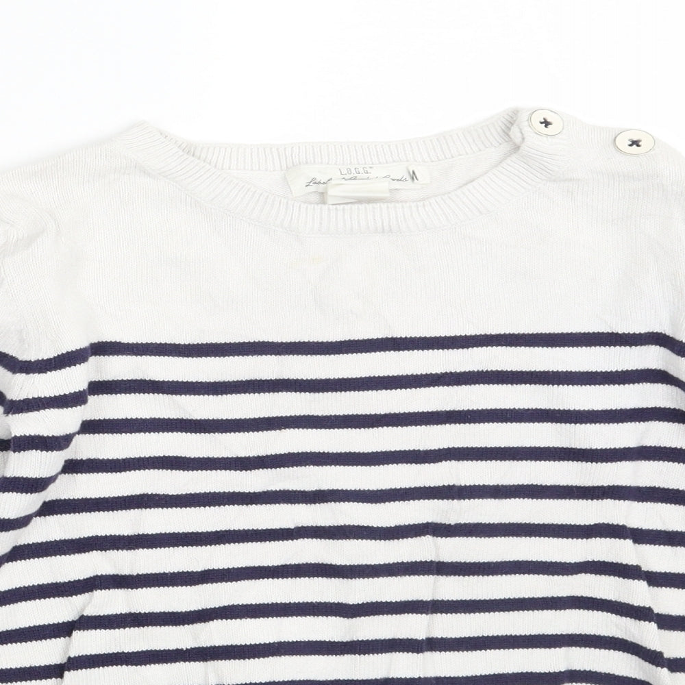 H&M Girls White Striped  Pullover Jumper Size 10-11 Years