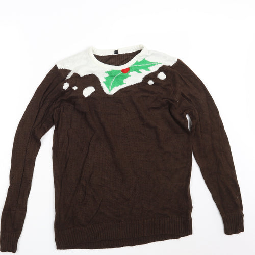 Saxnet Limited Mens Brown   Pullover Jumper Size S  - Seasonal Christmas Festive Holiday