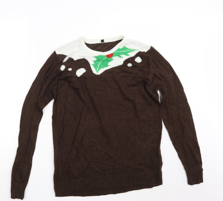 Saxnet Limited Mens Brown Pullover Jumper Size S - Seasonal Christmas Festive Holiday