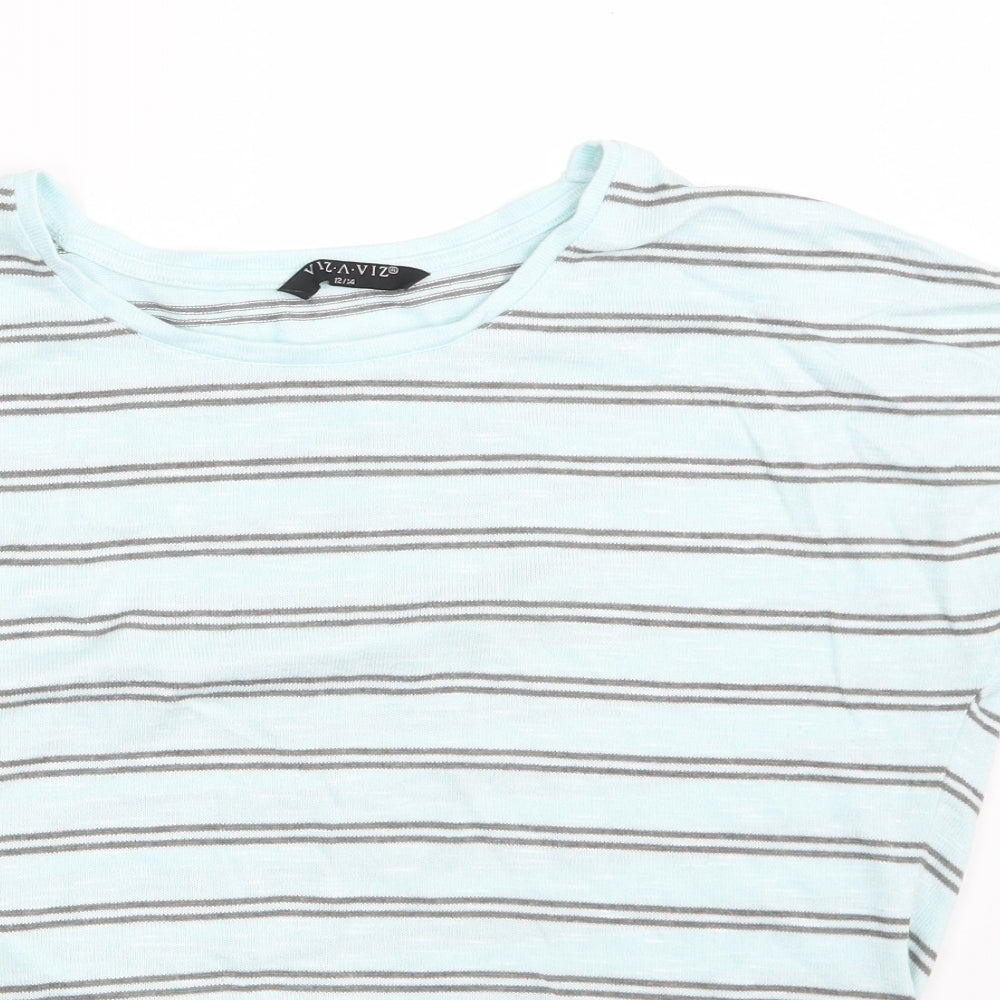 Viz A Viz  Womens Blue Striped  Pullover Sweatshirt Size 12