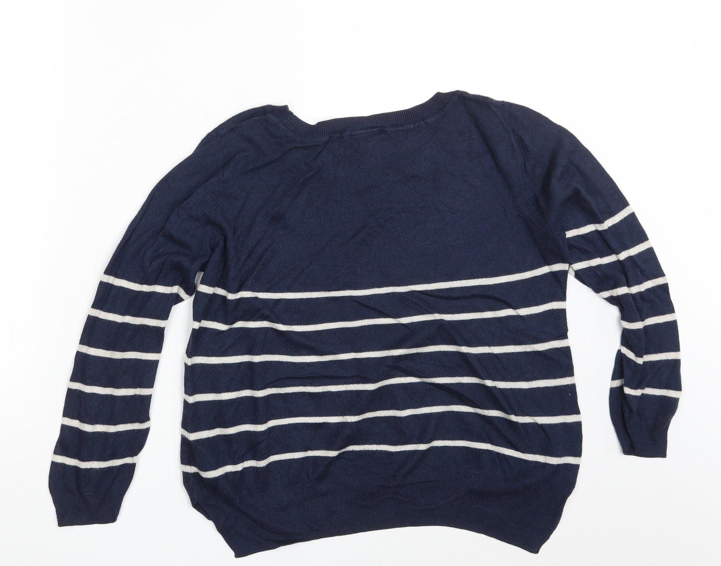 H&M Womens Blue Striped  Pullover Sweatshirt Size M
