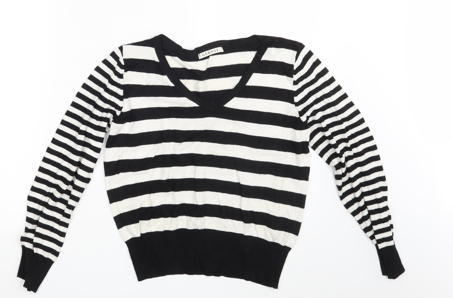 George Womens Black Striped  Pullover Sweatshirt Size 14