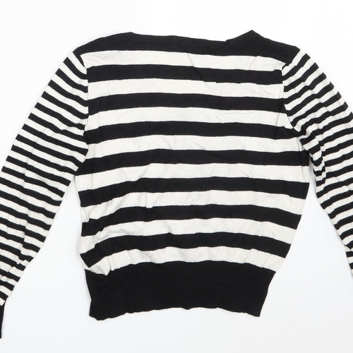 George Womens Black Striped  Pullover Sweatshirt Size 14