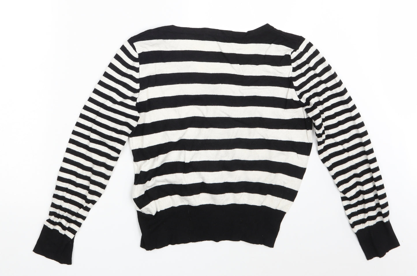 George Womens Black Striped  Pullover Sweatshirt Size 14