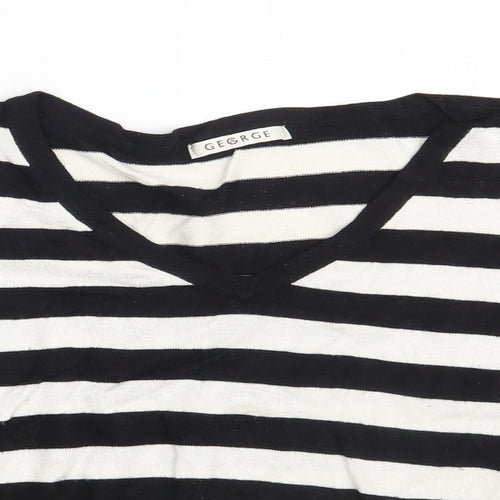 George Womens Black Striped  Pullover Sweatshirt Size 14