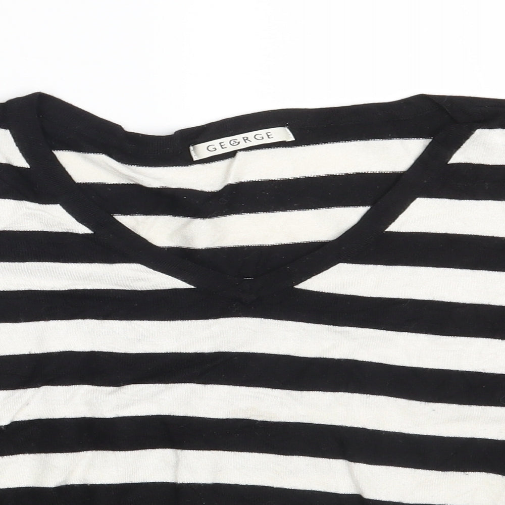 George Womens Black Striped  Pullover Sweatshirt Size 14