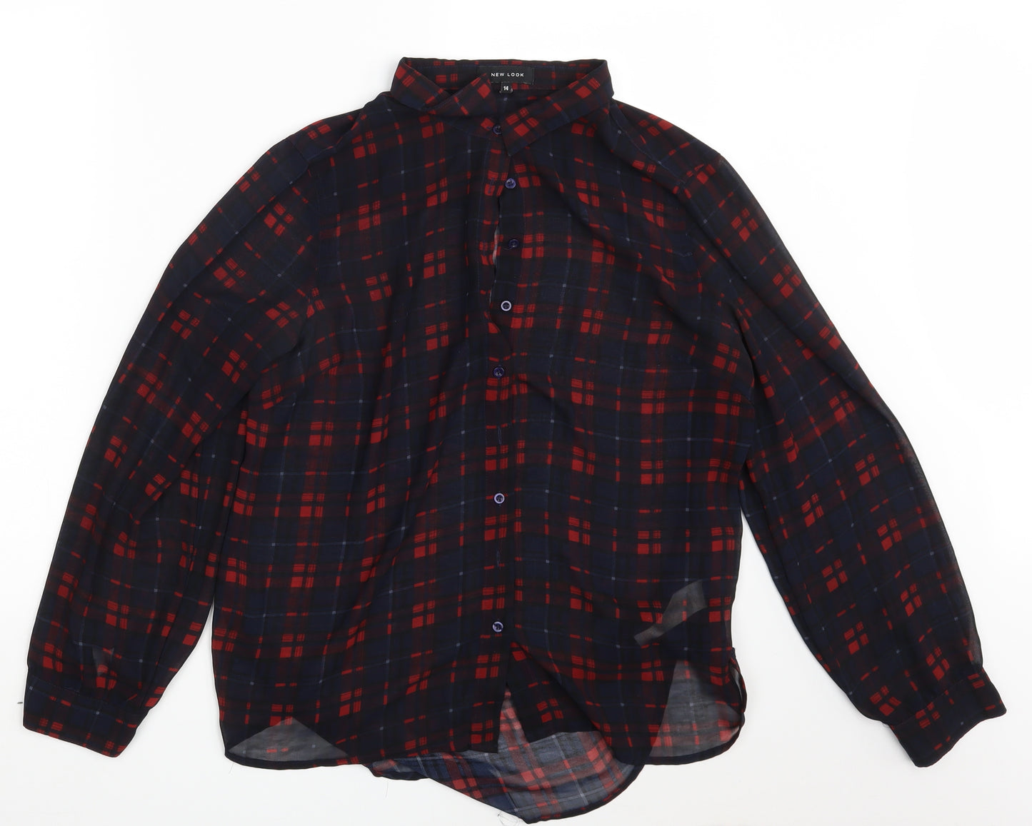 New Look Womens Multicoloured Check  Basic Button-Up Size 14