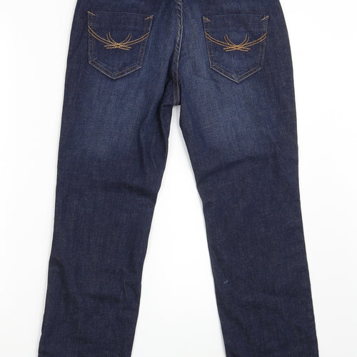 M&S Womens Blue  Denim Straight Jeans Size 10 L25 in