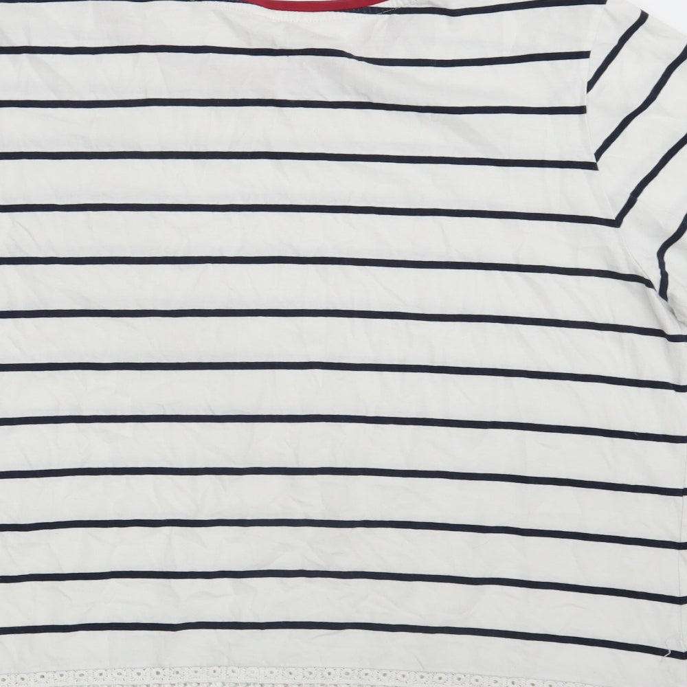 Falmer Womens White Striped  Basic T-Shirt Size 20