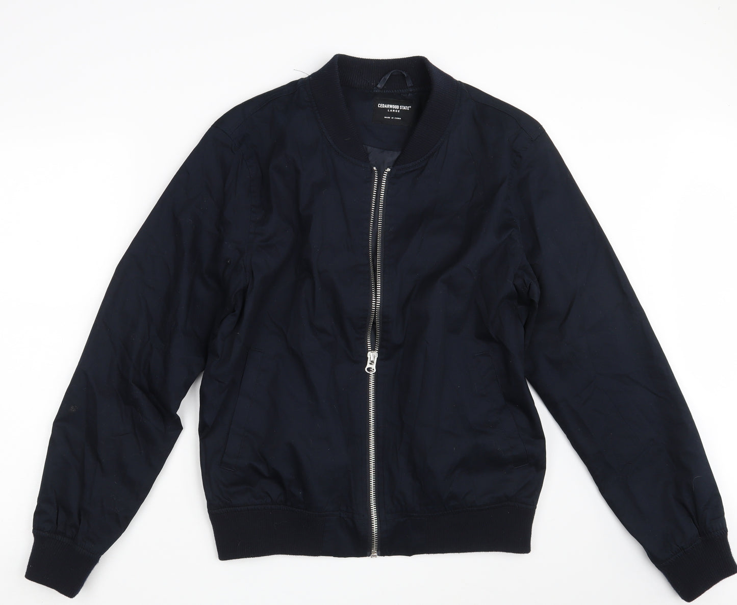 Cedar Wood State Mens Blue   Bomber Jacket Jacket Size L